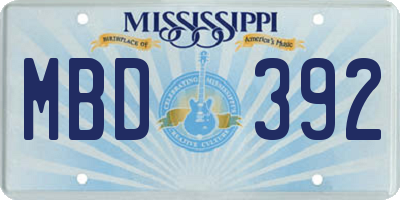 MS license plate MBD392