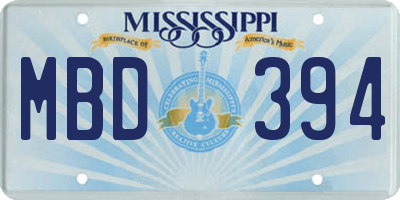 MS license plate MBD394
