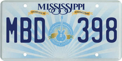 MS license plate MBD398