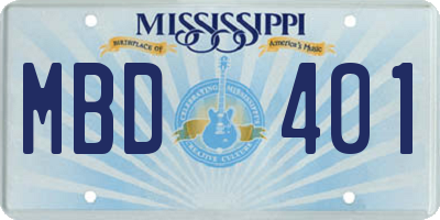 MS license plate MBD401