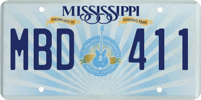 MS license plate MBD411