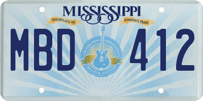 MS license plate MBD412