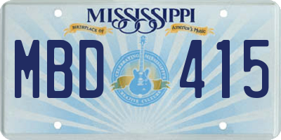 MS license plate MBD415