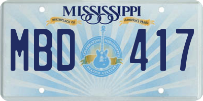 MS license plate MBD417