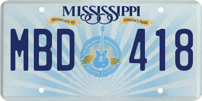 MS license plate MBD418