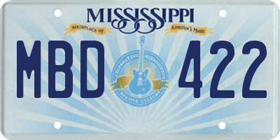 MS license plate MBD422
