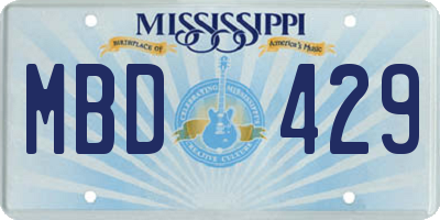 MS license plate MBD429
