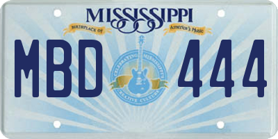 MS license plate MBD444