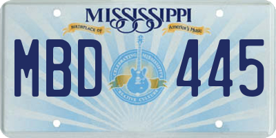 MS license plate MBD445