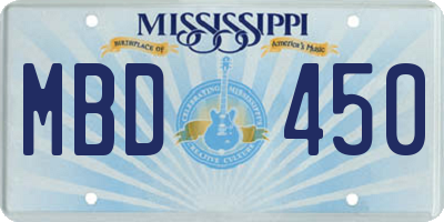 MS license plate MBD450