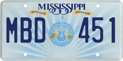 MS license plate MBD451