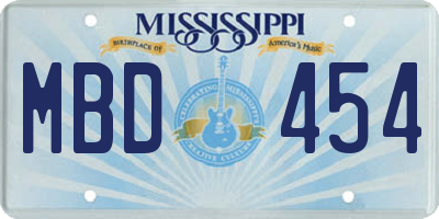 MS license plate MBD454
