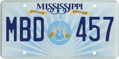 MS license plate MBD457