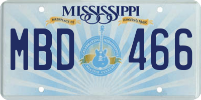 MS license plate MBD466