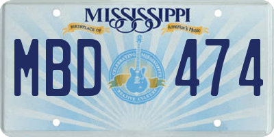 MS license plate MBD474