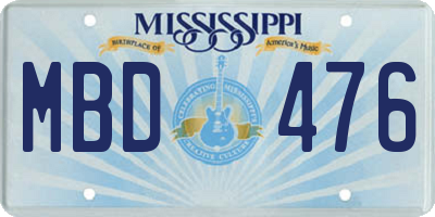 MS license plate MBD476