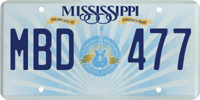 MS license plate MBD477