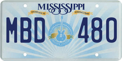 MS license plate MBD480