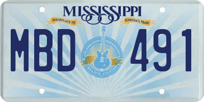 MS license plate MBD491