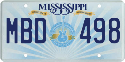 MS license plate MBD498
