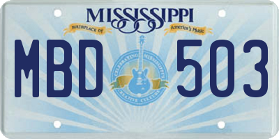 MS license plate MBD503
