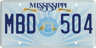MS license plate MBD504
