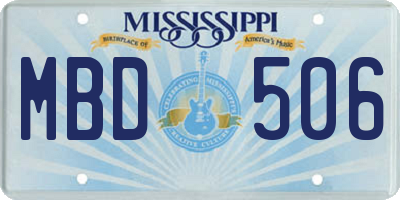 MS license plate MBD506