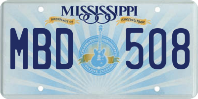 MS license plate MBD508