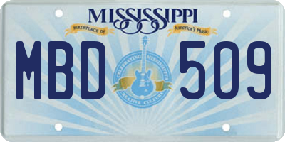 MS license plate MBD509