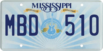 MS license plate MBD510