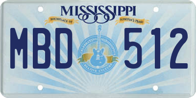 MS license plate MBD512