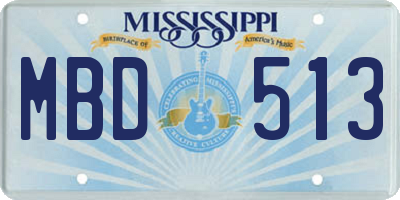 MS license plate MBD513