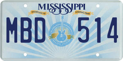 MS license plate MBD514