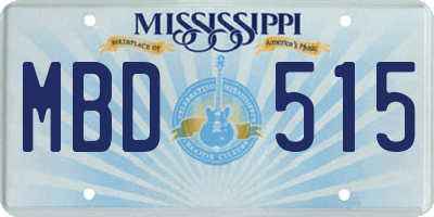 MS license plate MBD515