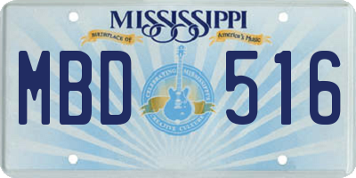 MS license plate MBD516