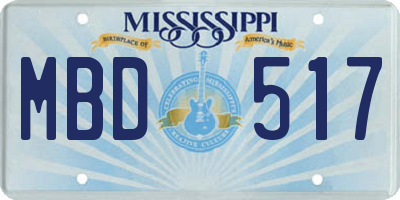 MS license plate MBD517