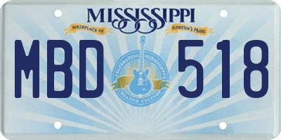 MS license plate MBD518