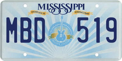 MS license plate MBD519