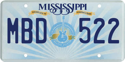 MS license plate MBD522