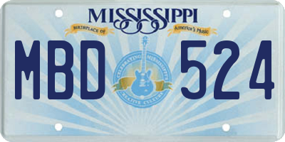 MS license plate MBD524