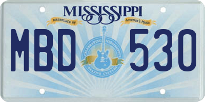 MS license plate MBD530