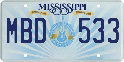 MS license plate MBD533