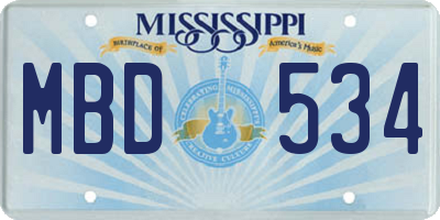 MS license plate MBD534