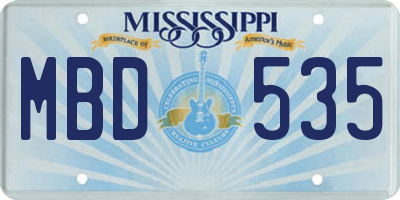 MS license plate MBD535