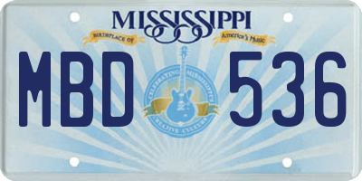 MS license plate MBD536