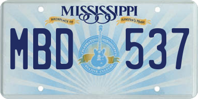 MS license plate MBD537
