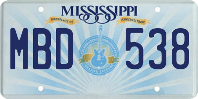MS license plate MBD538