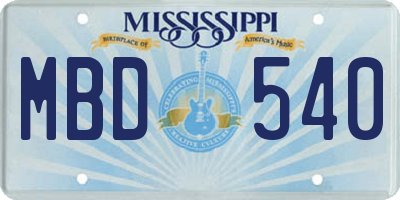 MS license plate MBD540