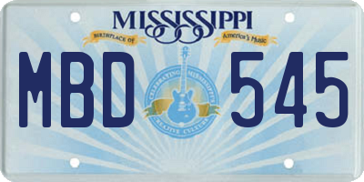 MS license plate MBD545
