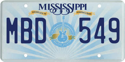 MS license plate MBD549